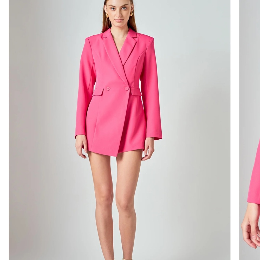 Endless Rose Vibrant Pink Blazer Romper L